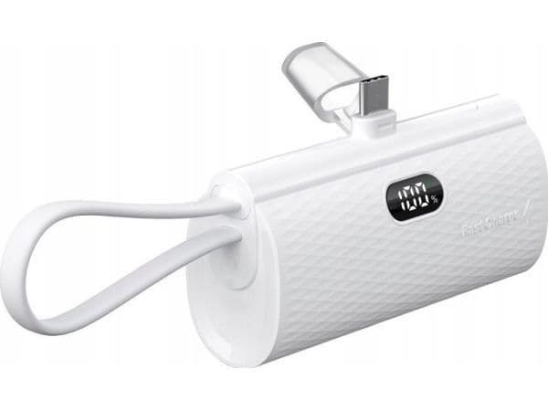 Powerbank ForCell FORCELL F-ENERGY Power Plug F5K3 powerbank 5 000mAh z wbudowanym złączem Typ C PD 20W biały