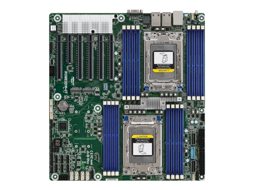 ASRock Rack ROME2D16-2T - Hovedkort - SSI EEB - LGA4094-sokkel - 2 Støttede CPU-er - USB 3.2 Gen 1 - 2 x 10 Gigabit LAN - innbygd grafikk