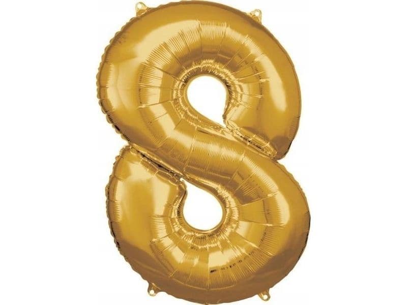 AMSCAN Folieballong stor nummer 8 gull 57x86cm pakket 9906273