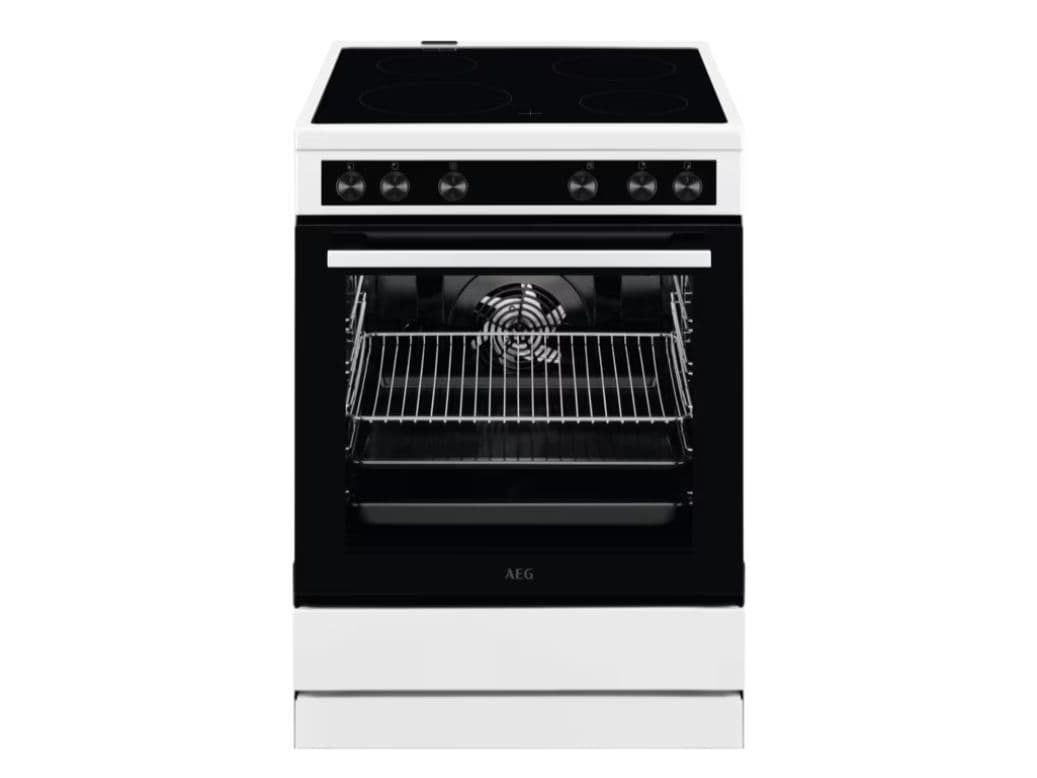 AEG CCB6206ABW, Frittstående komfyr, Sort, Hvit, Rotasjon, Hvit, Front, Keramisk