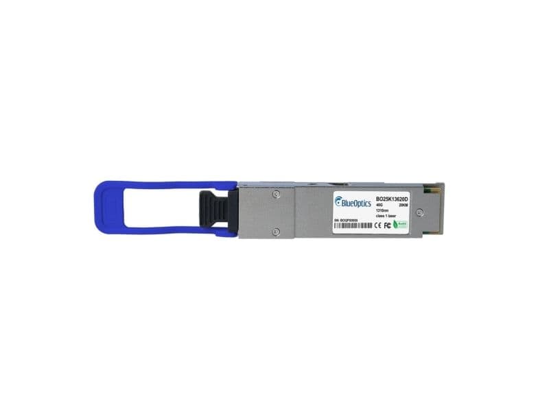 Cisco QSFP-40G-LR4-20-CS-kompatibel BlueOptics QSFP-transceiver for 40 Gigabit-høyhastighetsdataoverføring i enkeltmodus i fiberoptiske nettverk, med støtte for 40 Gigabit Ethernet-, Fibre Channel- eller SONET/SDH-applikasjoner i svitsjer, rutere og lagringssystemer (QSFP-40G-LR4-20-CS-BO)