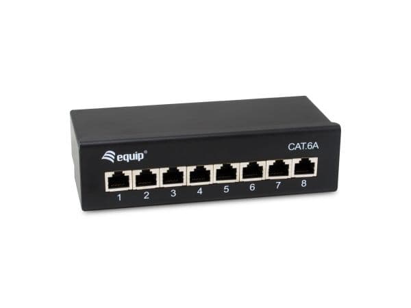 Utstyr Patchpanel 8x RJ45 Cat6A FTP 1HE Premium svart