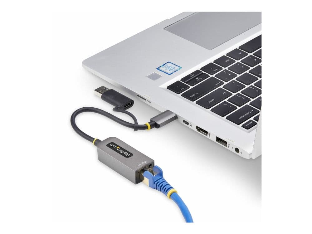 StarTech.com 2.5GbE USB-C to Ethernet Adapter with USB-A Converter - Nettverksadapter - USB-C 3.2 Gen 1 / Thunderbolt 3 - 10M/100M/1G/2,5 Gigabit Ethernet - romgrå