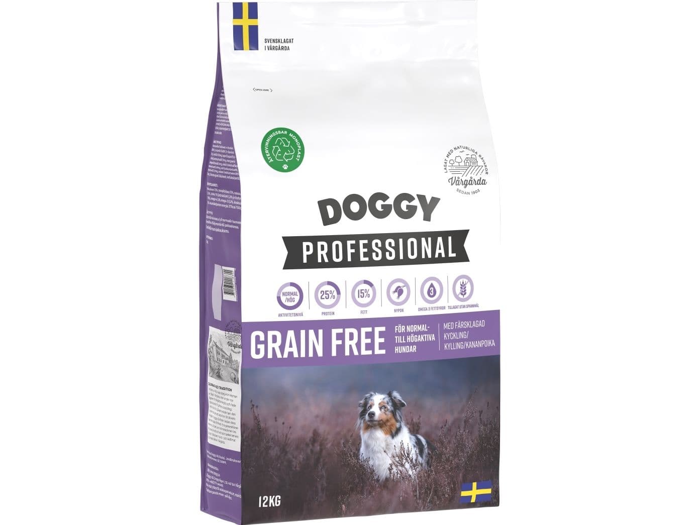 Doggy Professional Kornfri Hundfoder 12 kg