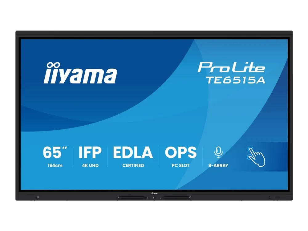 iiyama ProLite TE6515A-B1AG - 65" Diagonalklasse (64.5" synlig) LED-bakgrunnsbelyst LCD-skjerm - interaktiv digital skilting - med berøringsskjerm (multiberøring) / 8-mikrofonarray / valgfri innslags-PC-funksjonalitet - 4K UHD (2160p) 3840 x 2160 - svart (kantstykke), matt finish