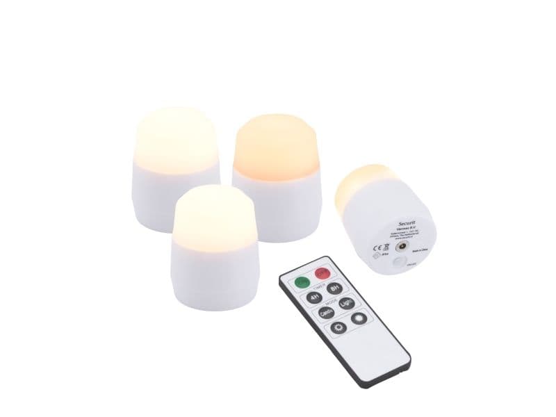 Securit® 4 stk. Ekstra AMSTERDAM LED Fyrfadslys, ekskl. ladestation, hvidt dæmpbart lys