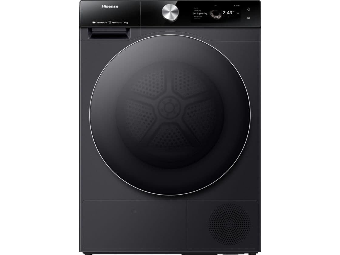 Hisense DH7S107BB, Frittstående, Frontmatet, Varme pumpe, Sort, Knapper, Rotasjon, Berøringskontroll, Riktig/Høyre