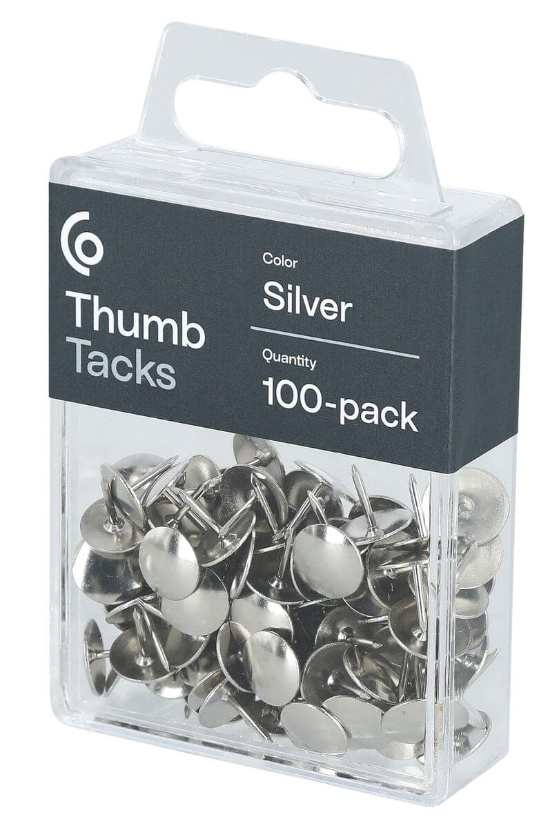 Tegnestifter til oppslagstavler og vegg, sølv, 100-pakning