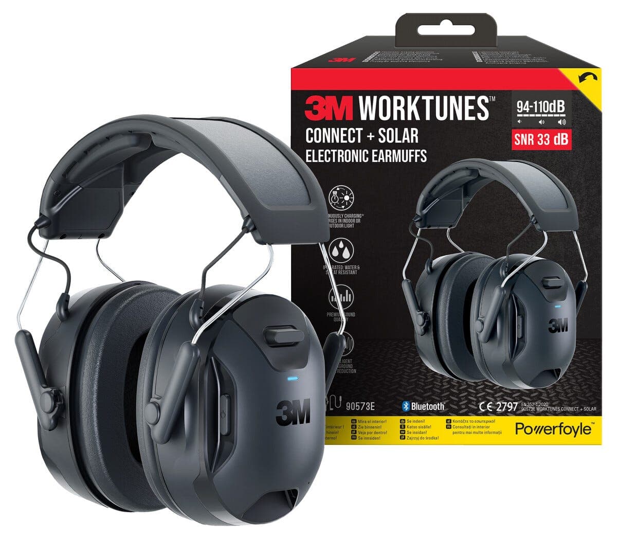 3M WorkTunes Connect + Solar hørselvern med Bluetooth
