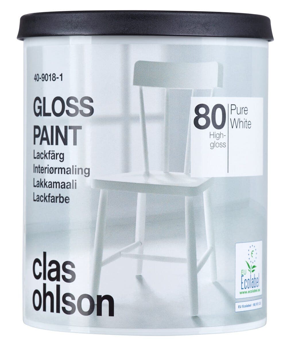 Interiørmaling, blank, 0,75 liter