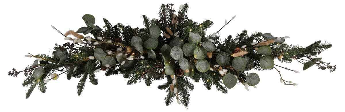 Borddekorasjon jul, lysslynge og granbar, 120 cm