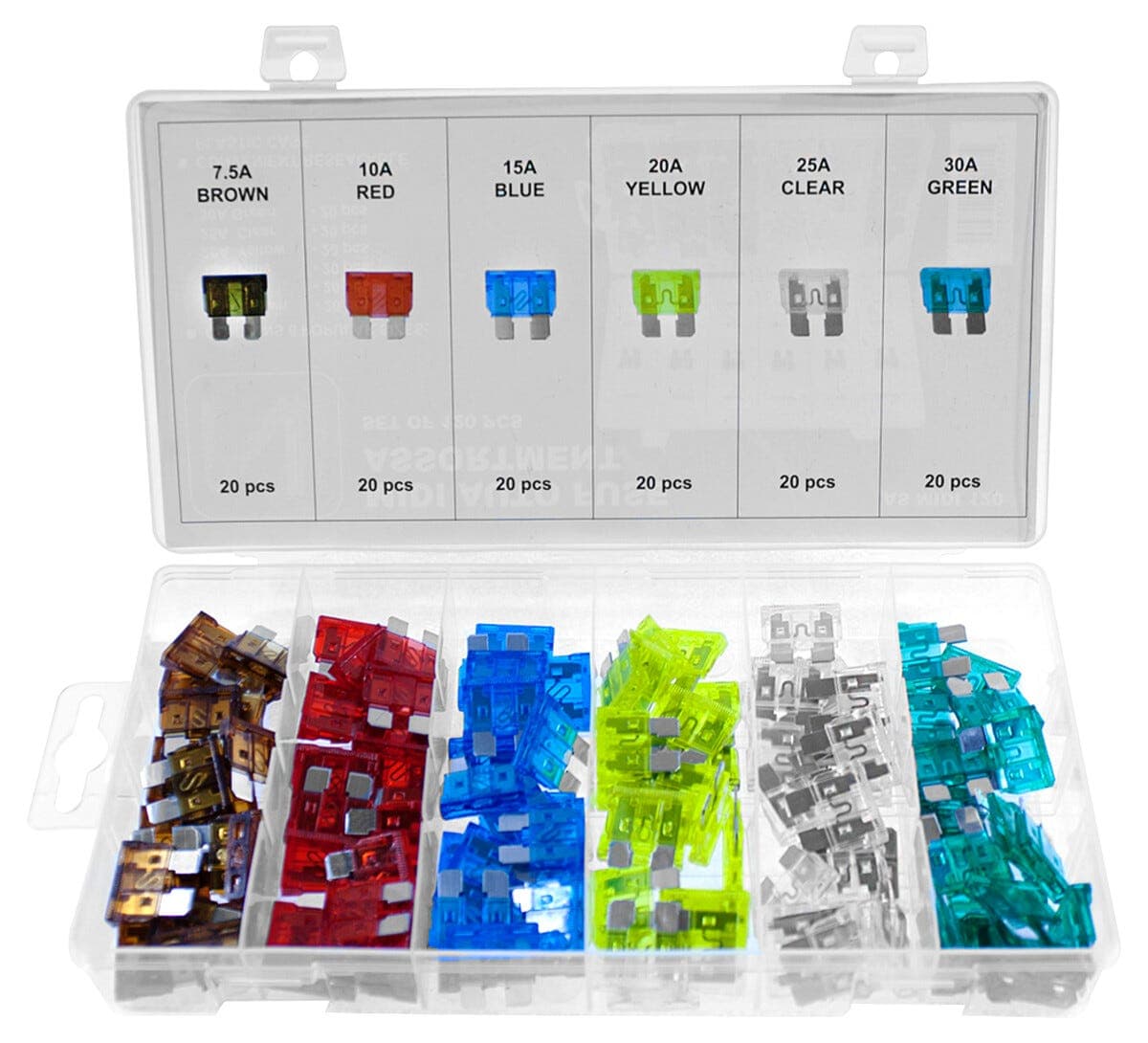 Sikringssett Midi flatstiftsikringer, 120-pakning