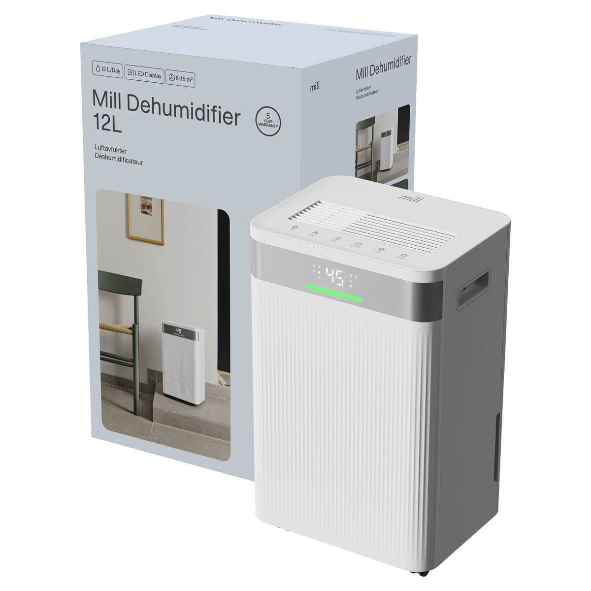 Mill MDH12 liten luftavfukter med slange, 8–15 m²