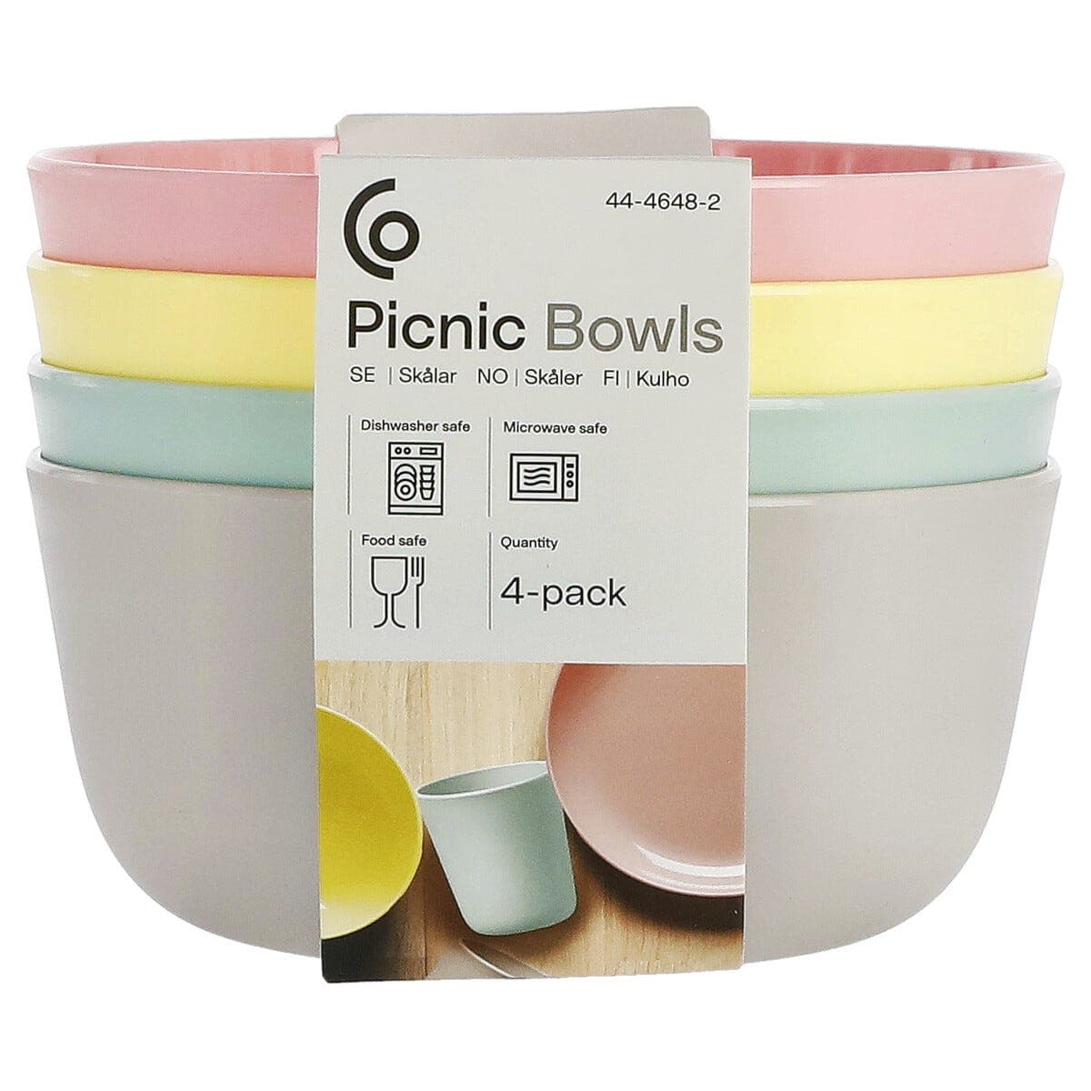 Plastskåler 0,5 liter, flere farger, 4-pakning