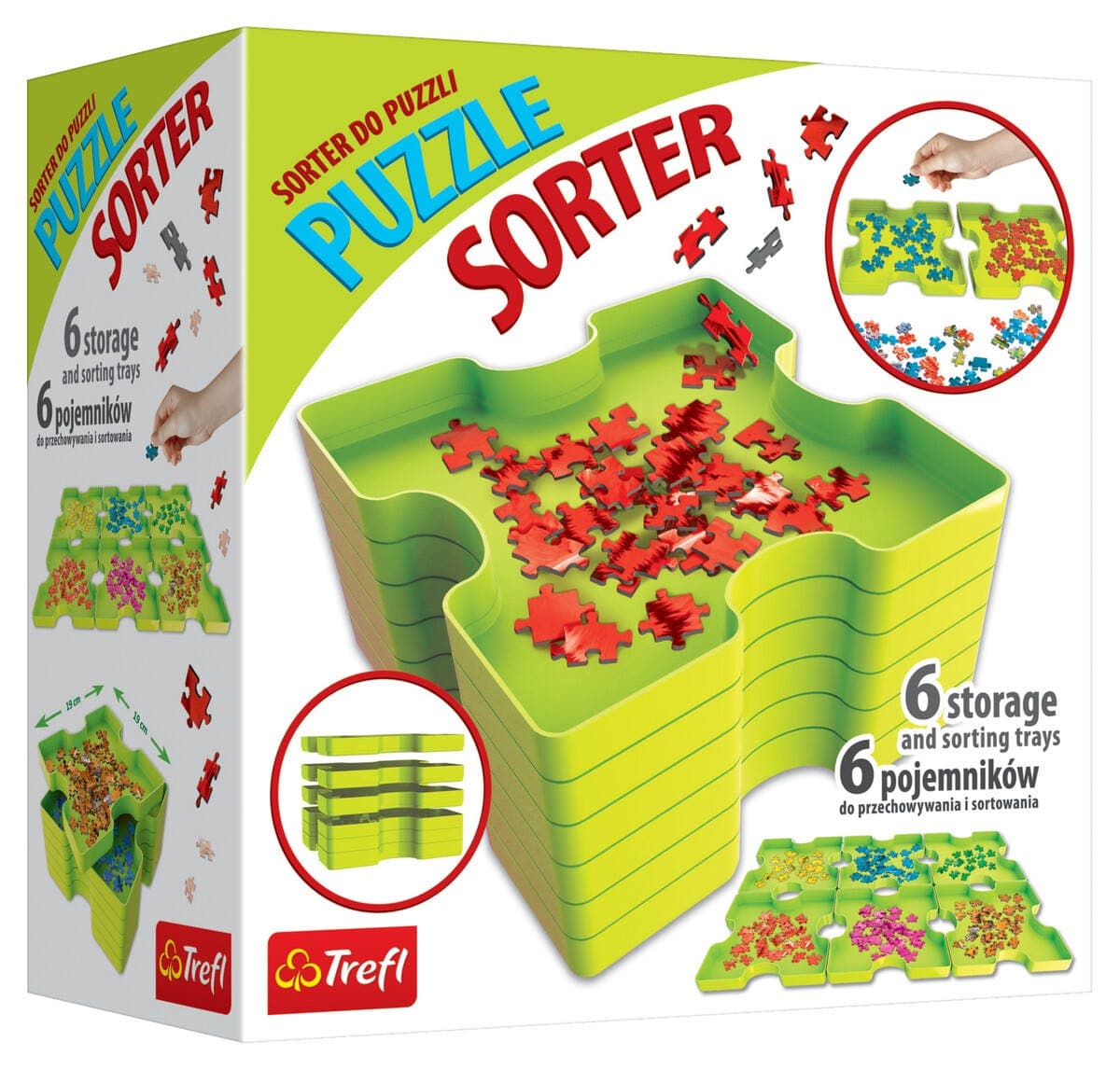 Trefl Puzzle Sorter puslespillsorterer, 6 beholdere