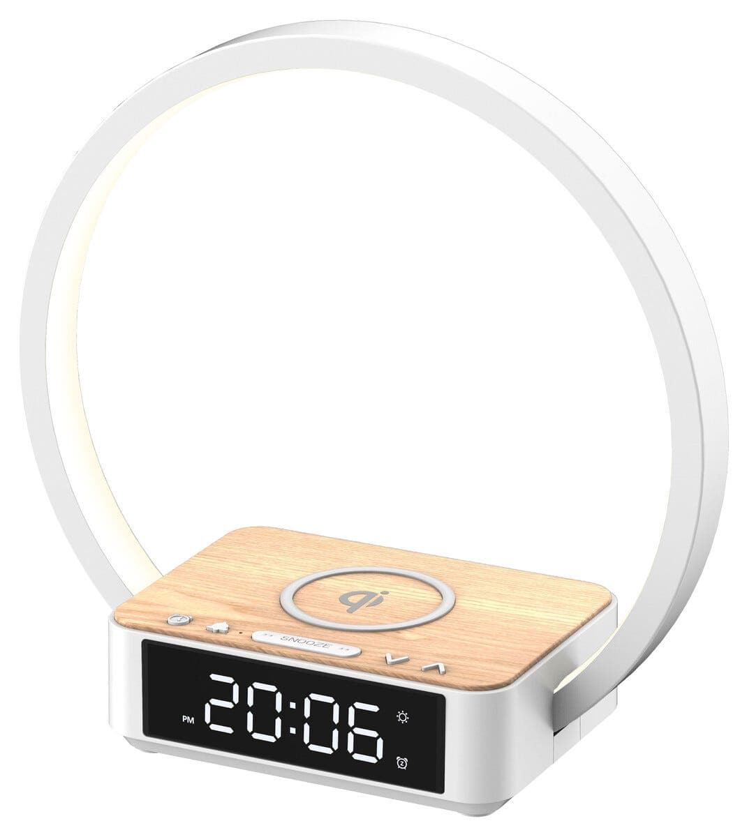 Vekkerklokke digital med Wake-up Light og Qi