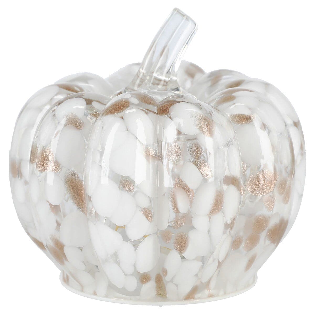 Bordlampe i glass med gresskardesign, batteridrevet, 14 cm