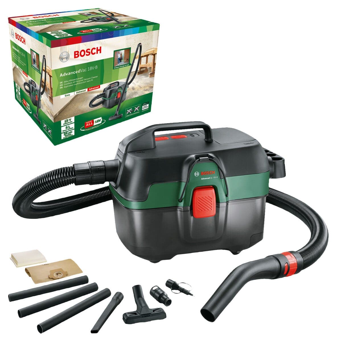 Bosch AdvancedVac 18V-8 grovstøvsuger, batteridrevet