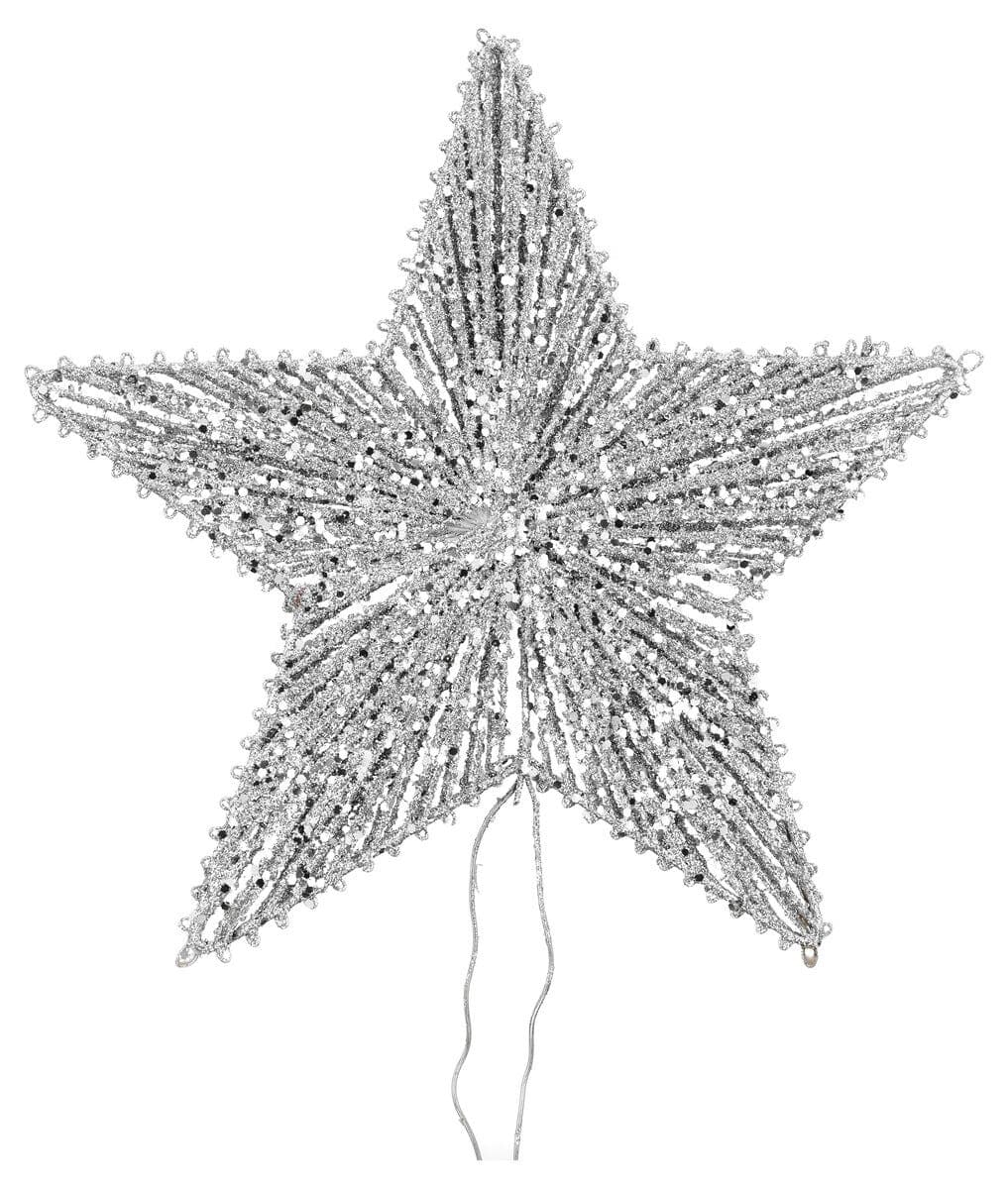 Toppstjerne til juletre, sølv 26 cm