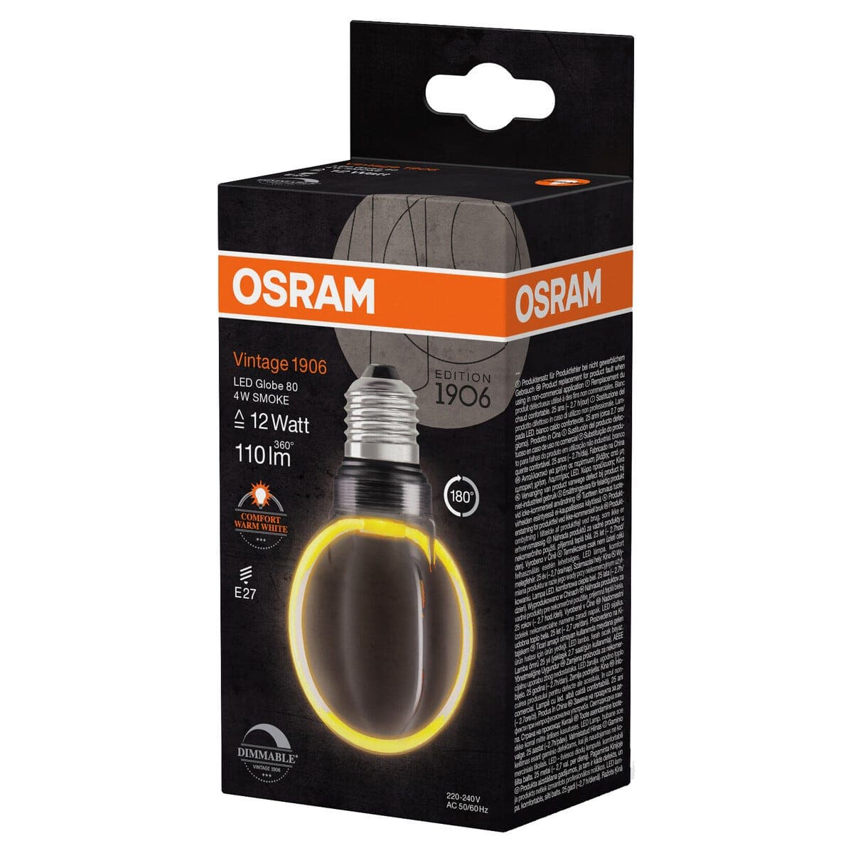 Osram Vintage 1906 Globe Smoke LED-pære E27 dimbar