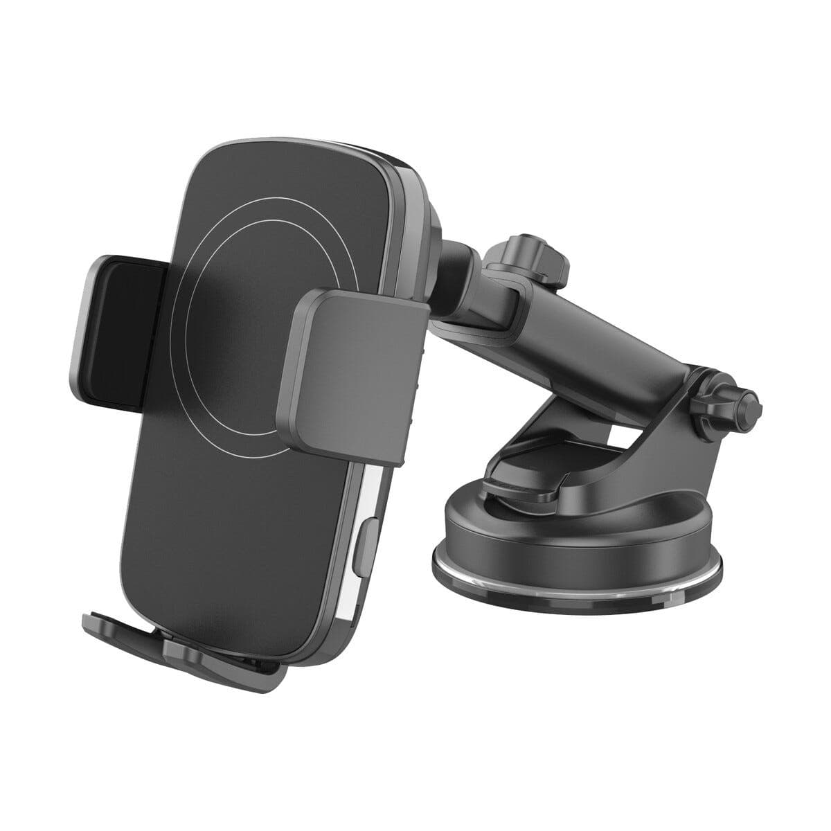 Mobilholder til bil med klemfeste og Qi-lading, sugekopp