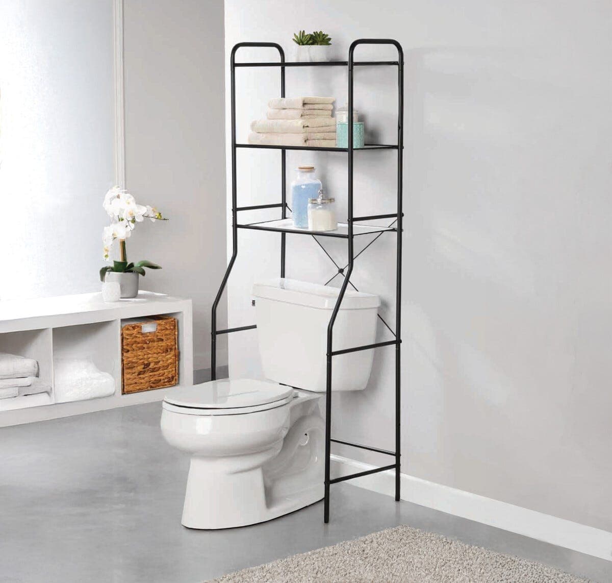 Toaletthylle svart, 58 x 33 x 153,5 cm