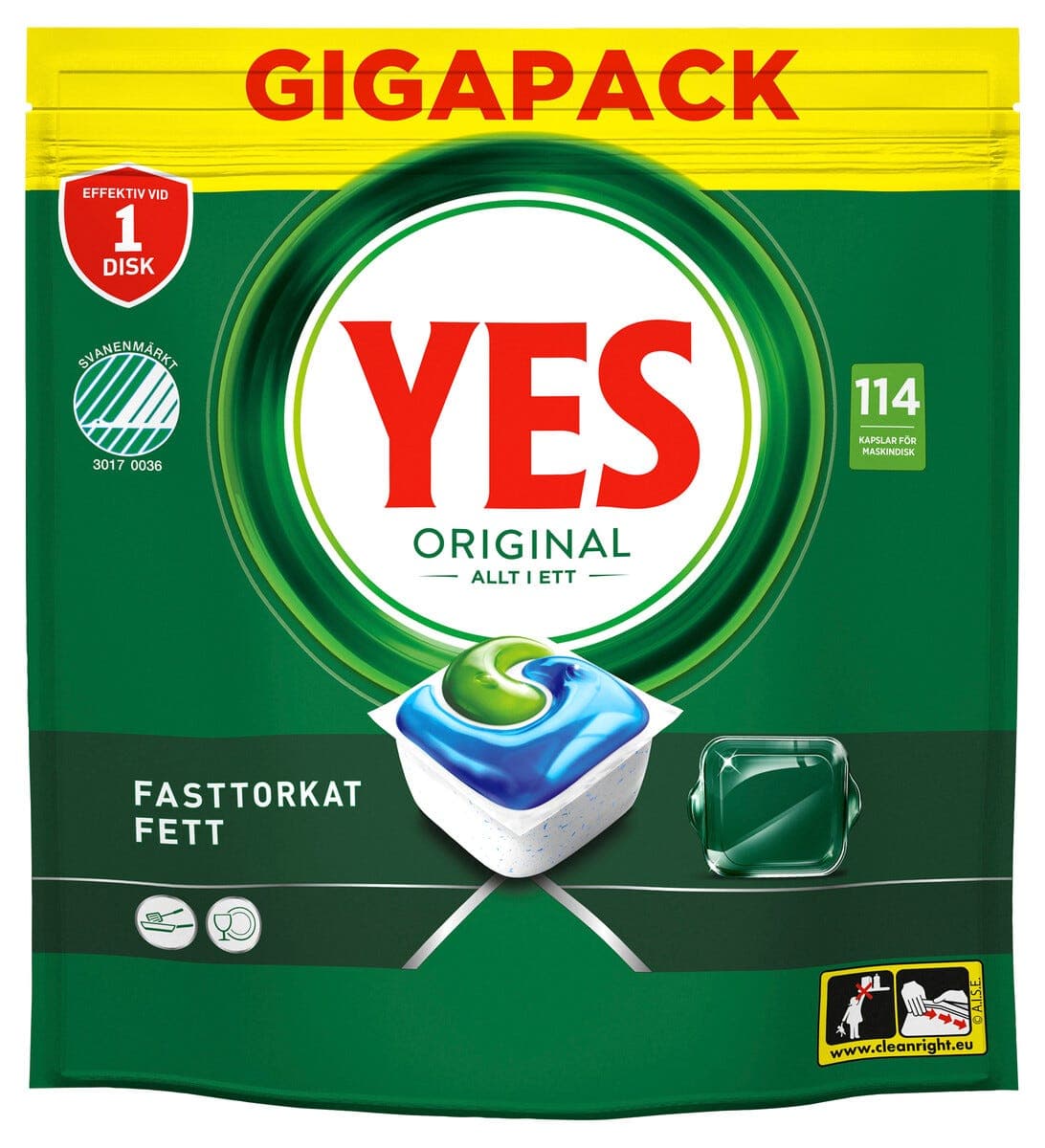 Yes Original All In One Regular oppvaskmiddel for maskin, 114-pakning