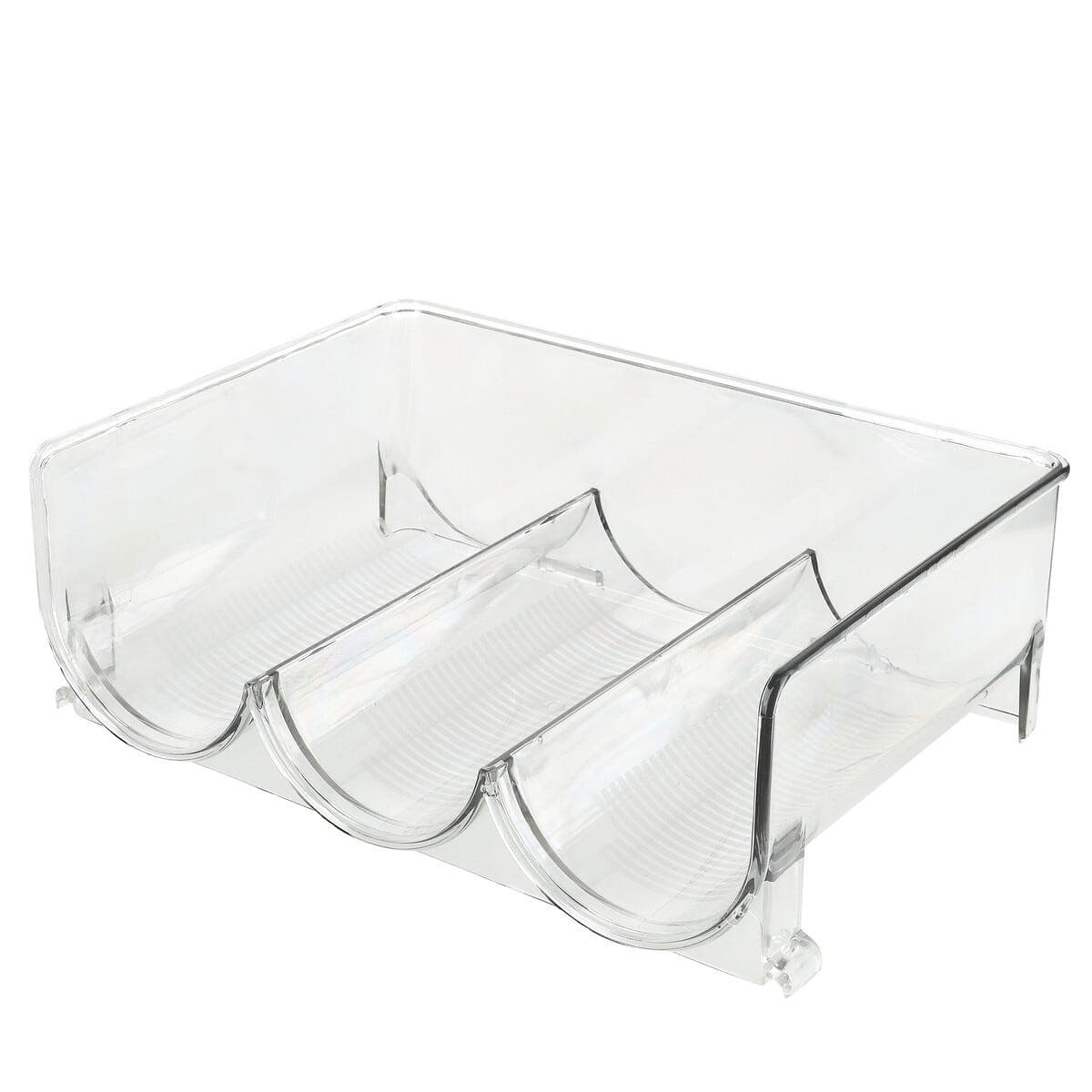 Flaskestativ til kjøleskap, plass til 3 flasker, transparent