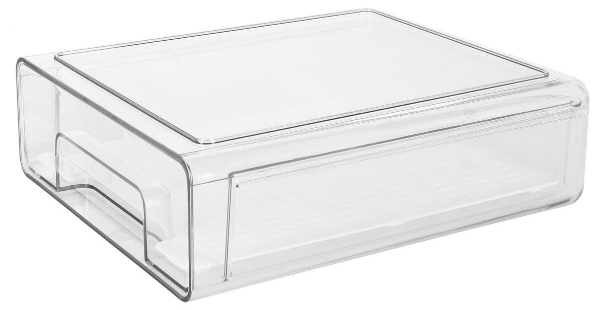 Stabelbar kjøleskapsoppbevaring med hylle, gjennomsiktig