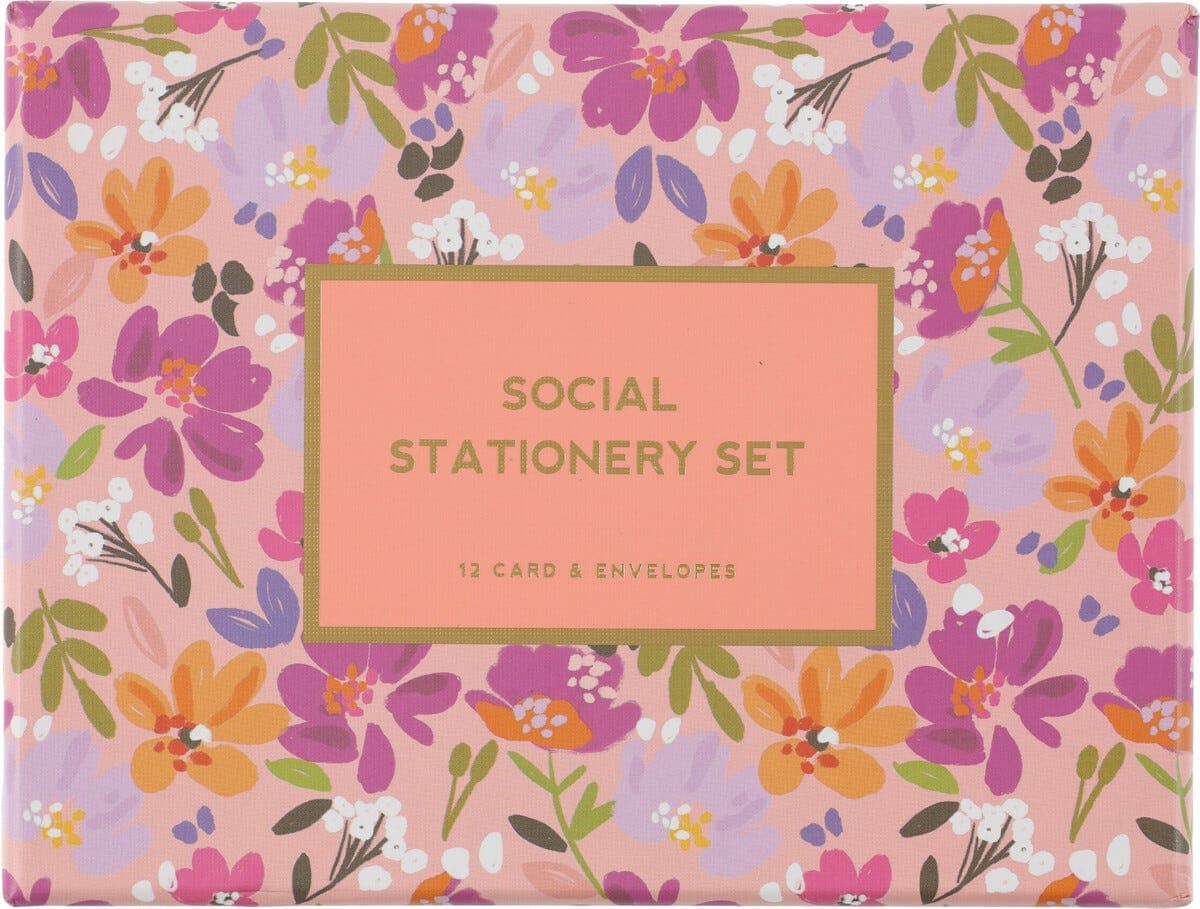 Postkortpakke med blomstermotiver og konvolutter, 12-pakning