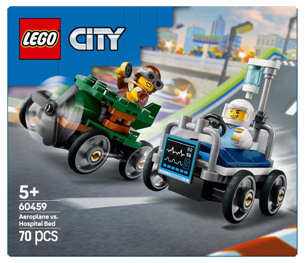 LEGO City racerbilpakke, flybil mot sykesengbil 60459, fra 5 år