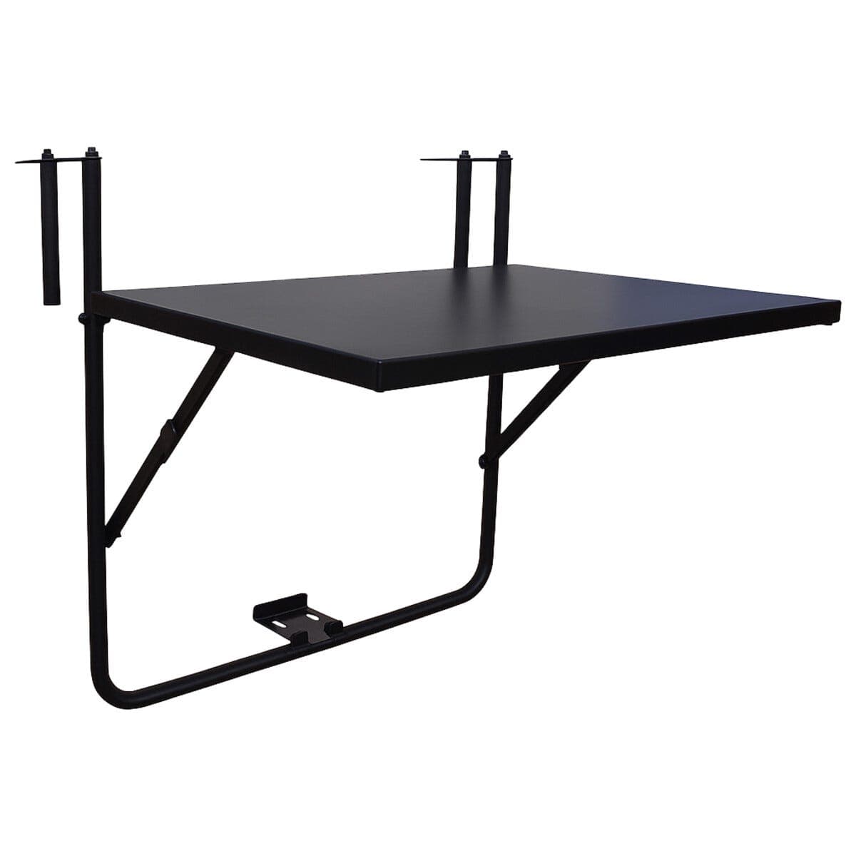 Balkongbord hengende, klappbord, svart metall, 57 x 60 x 43 cm