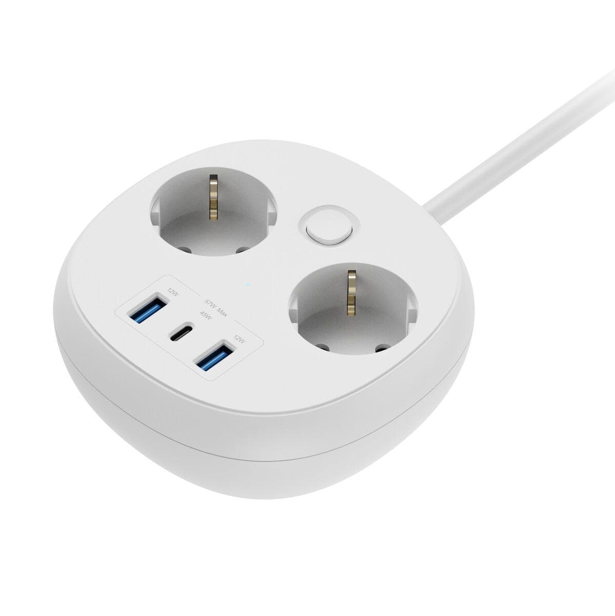 Grenuttak 2-veis med USB-A og USB-C, 1,5 meter