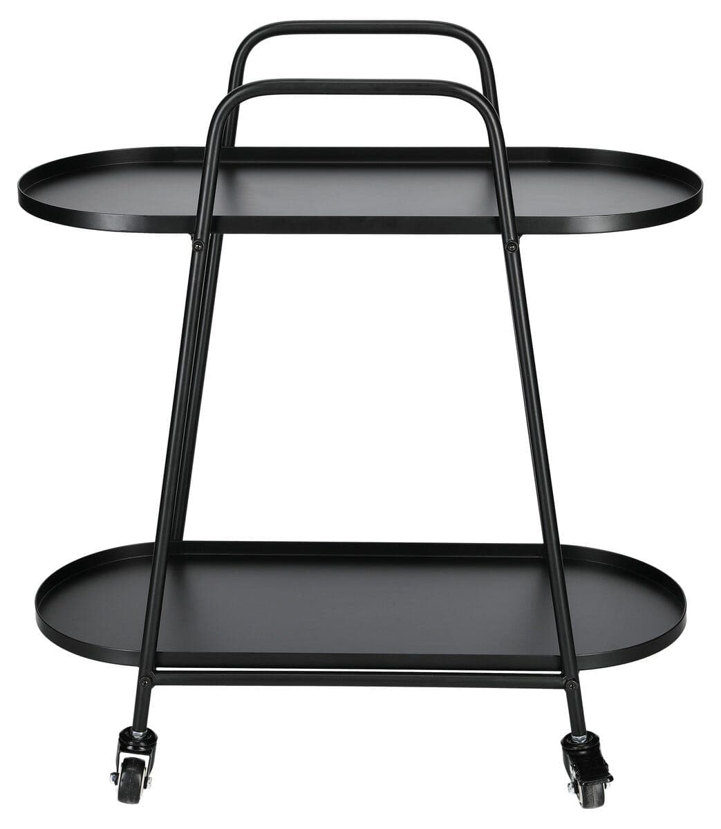 Trillevogn med 2 hyller, svart stål