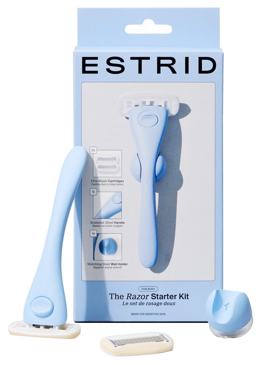 Estrid startsett med barberhøvel, veggholder og blad