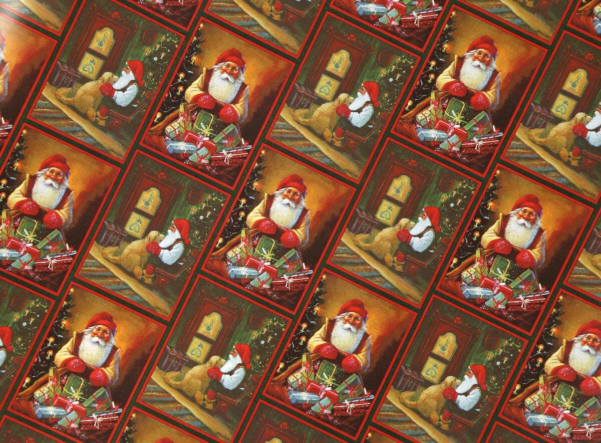 Gammeldags julepapir med nisser, 70 cm x 4 m