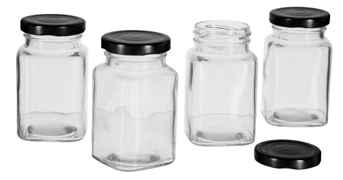 Liten glasskrukke med skrulokk 290 ml, 4-pakning