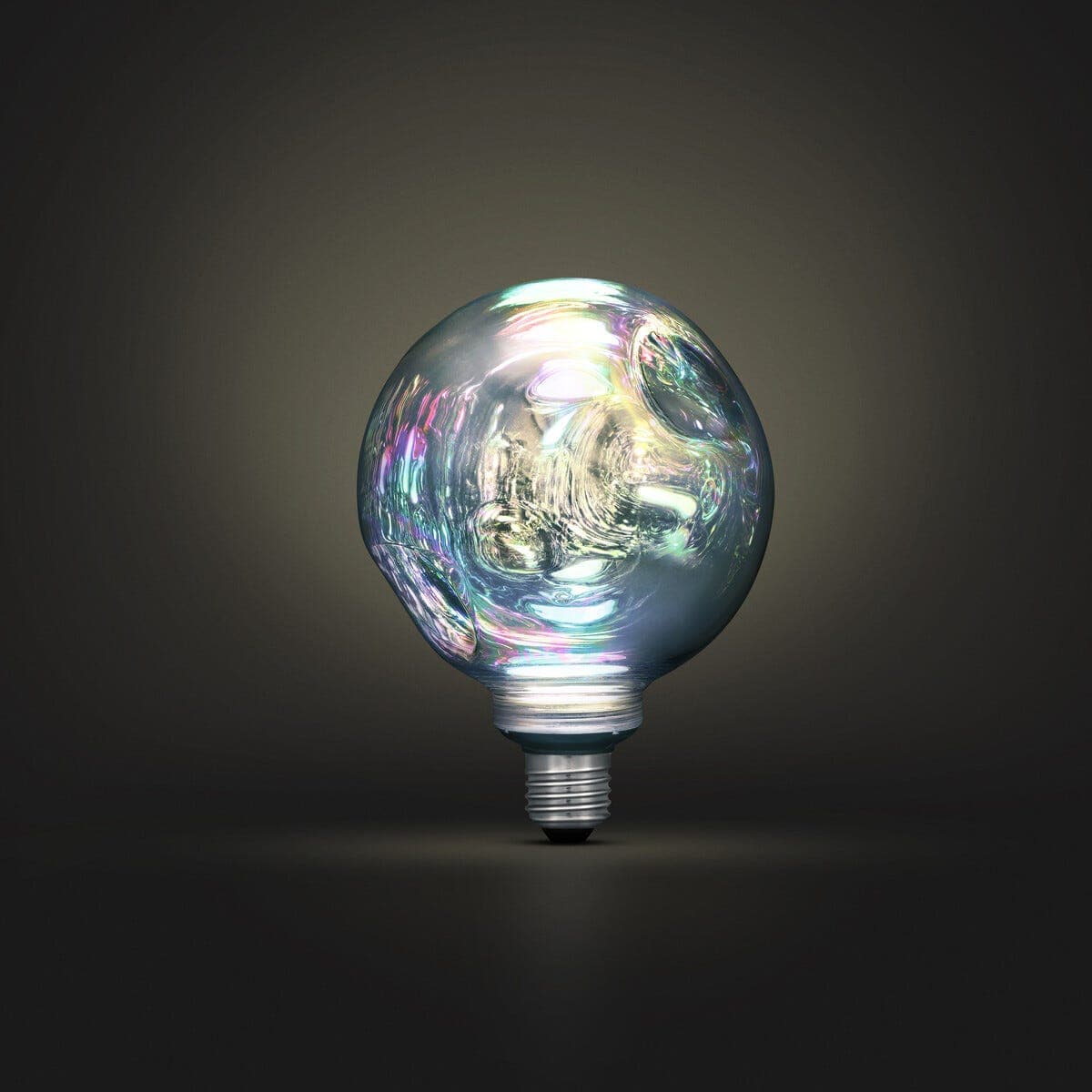 LED dekorpære E27 2 W dimbar sølv metallic, 125 mm