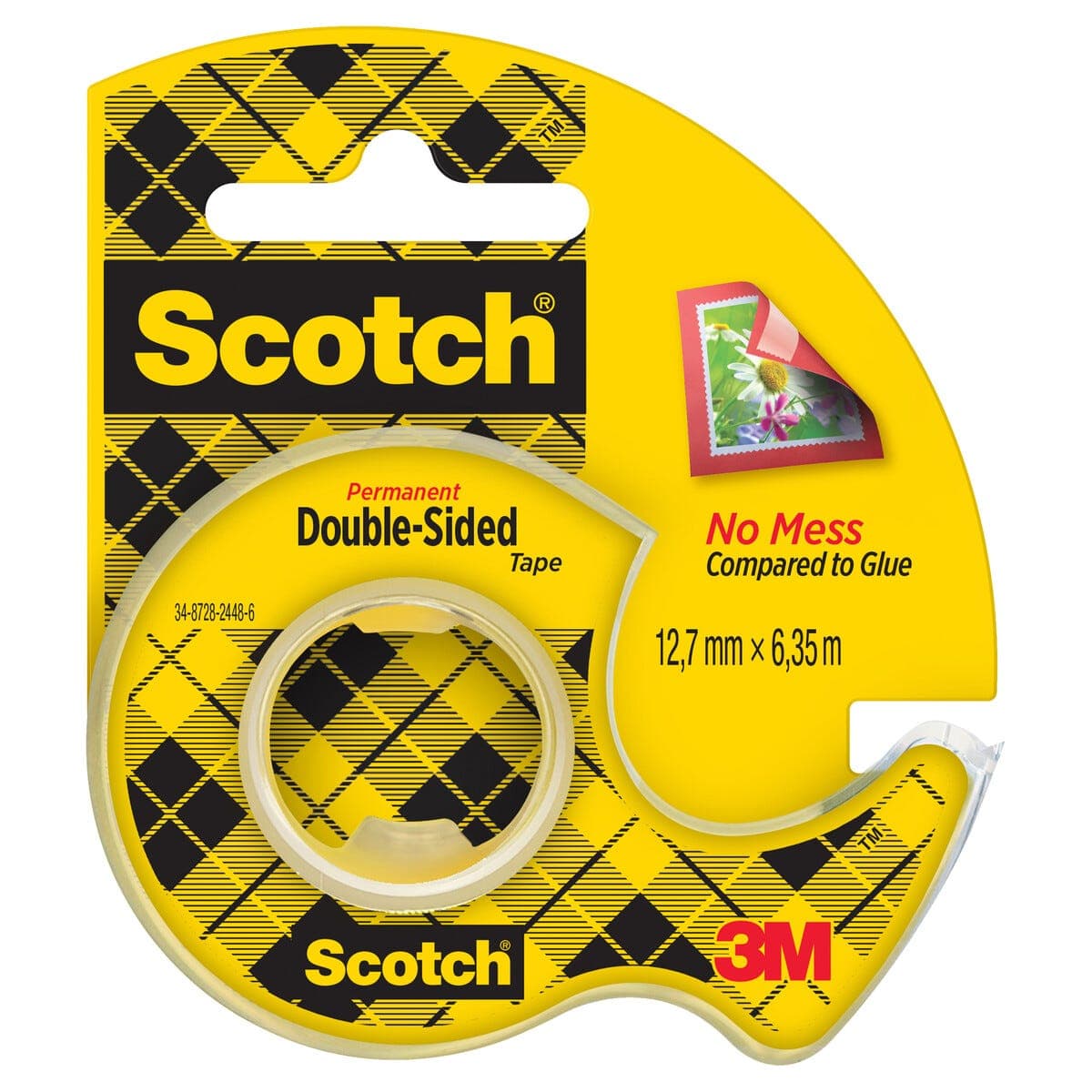 Scotch dobbeltsidig tape gjennomsiktig, 12,7 mm x 6,3 m