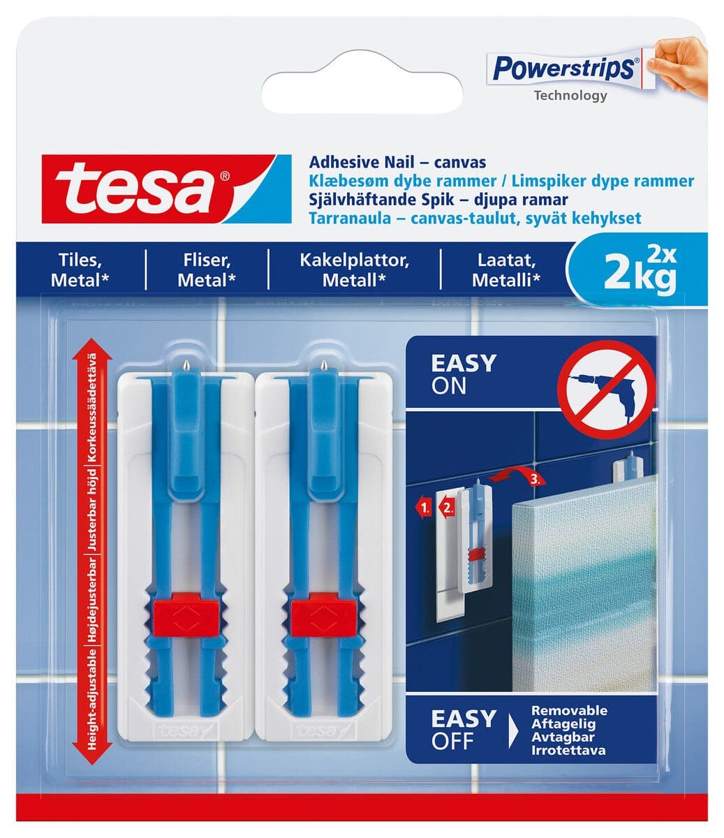 Tesa limspiker canvas, 2-pakning