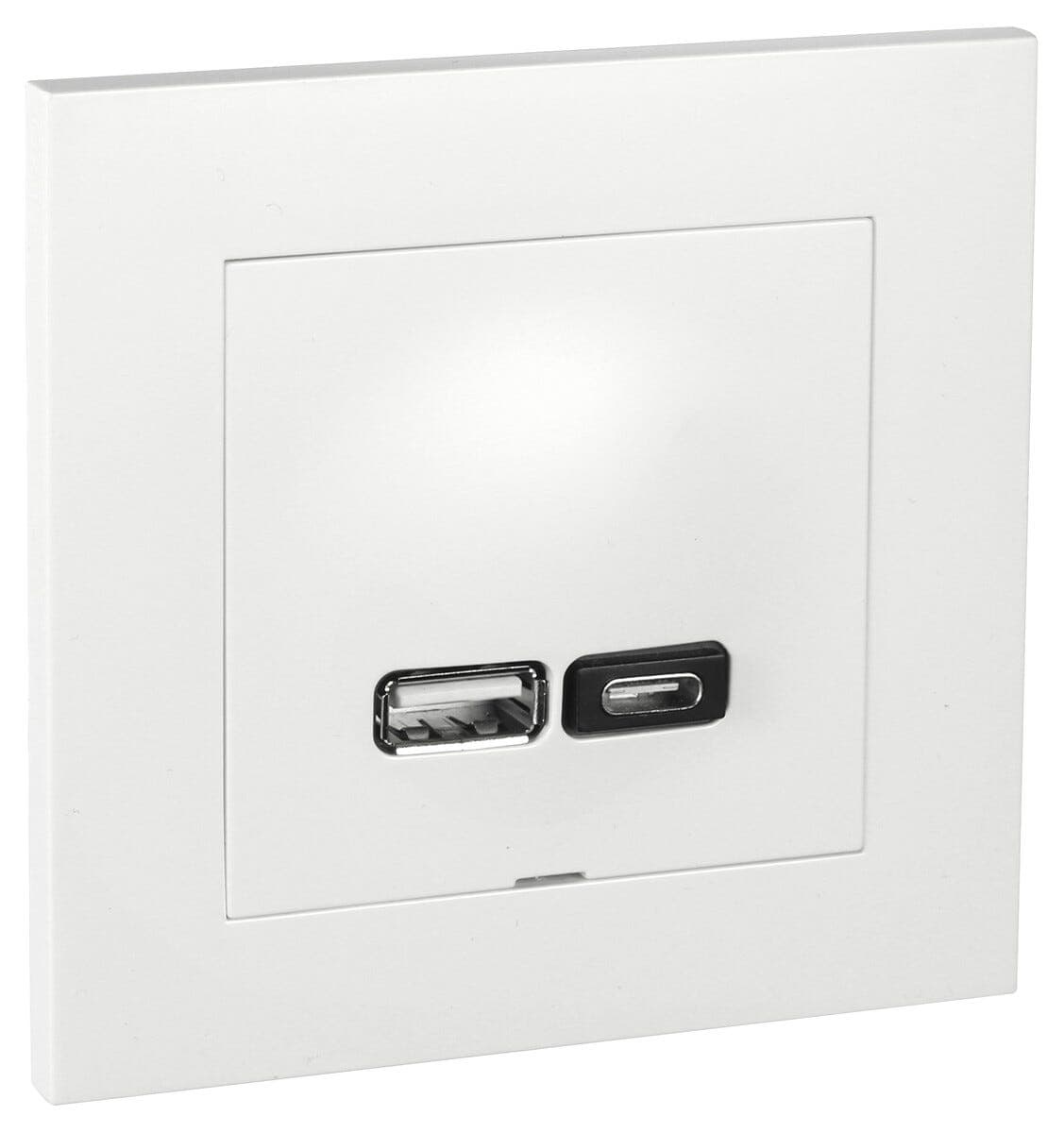 • Elko Plus innfelt stikkontakt med USB-A og USB-C