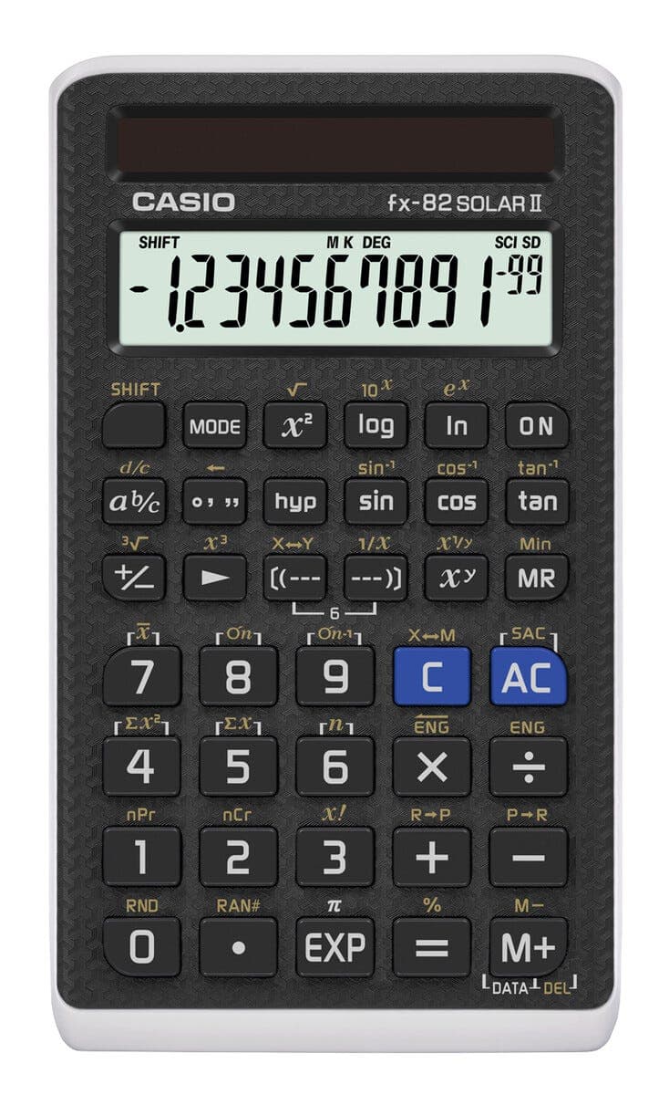 Casio FX-82 SOLAR II, kalkulator med solcellepanel, videregående skole