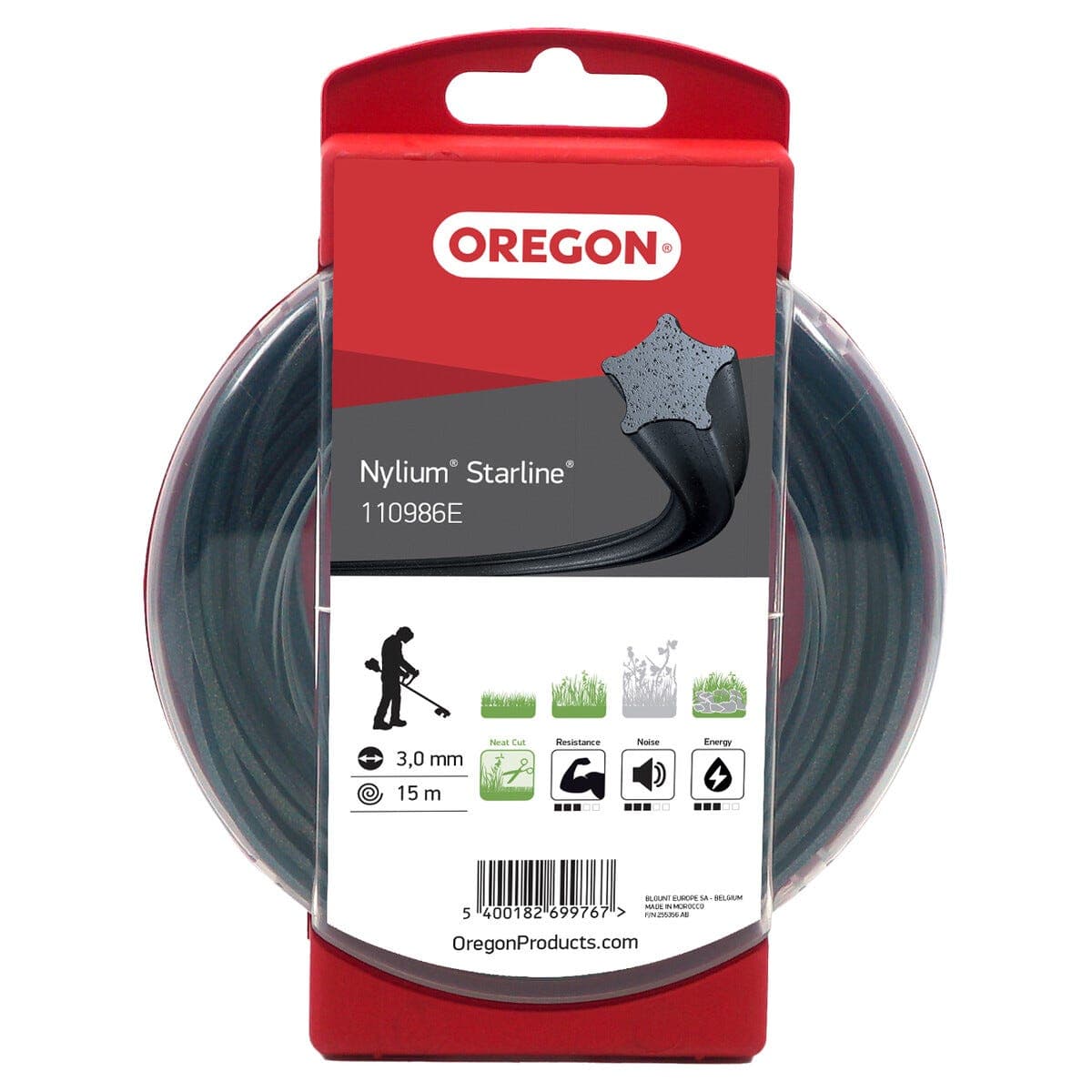 Oregon Nylium Starline trimmertråd, 3,0 mm x 15 m