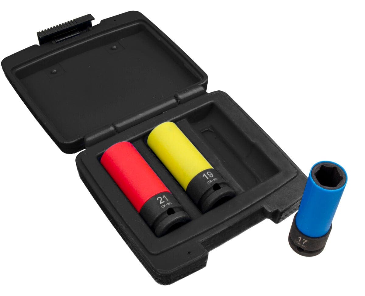 Hjulmuttersokler 1/2 tomme, kraftsokler 17, 19 og 21 mm