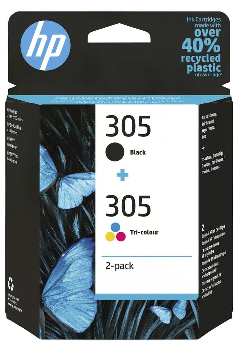 HP 305 svart + 305 3-farger blekkpatron
