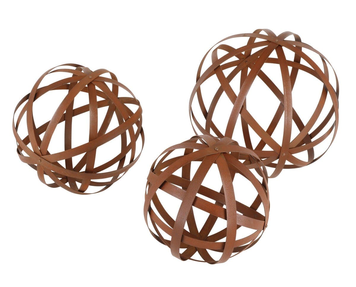 Pyntekule til hagen, rusten, 3-pakning