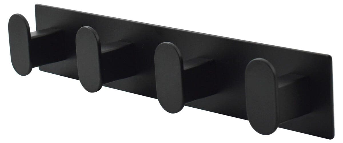 Selvheftende kroklist med 4 kroker, svart