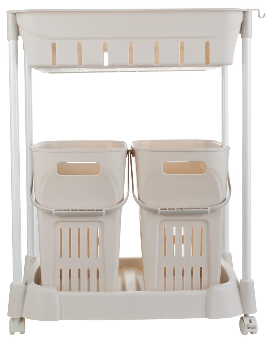 Tralle med 2 skittentøyskurver og 1 kurv, 52,5 x 34 x 70 cm