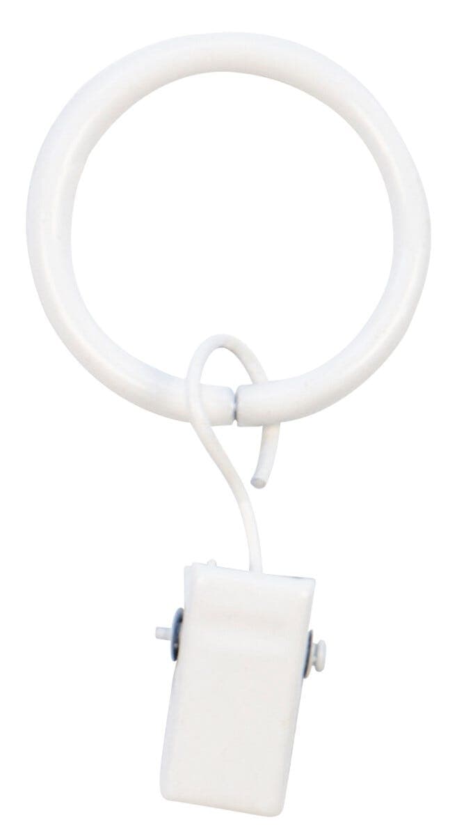 Gardinring med klemme, 10 stk/pk