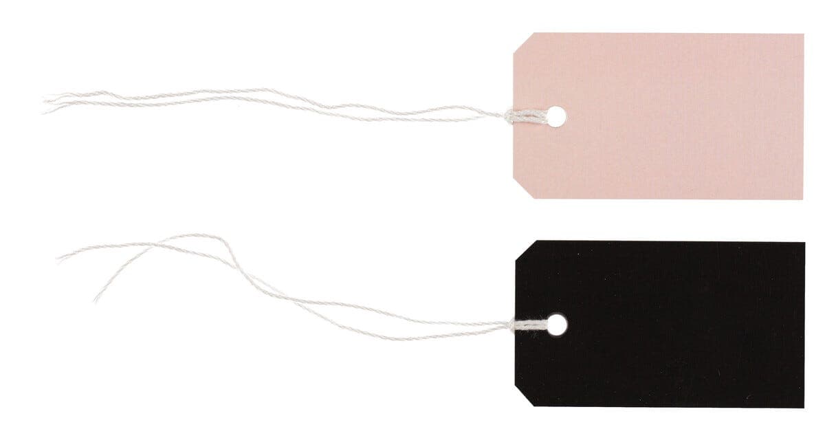 Hengeetiketter rosa/svart